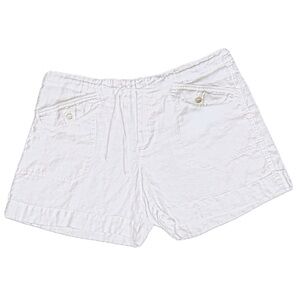 ☀️ RALPH LAUREN Crisp White Linen Drawstring Shorts Coastal Classic Summer Sz 12
